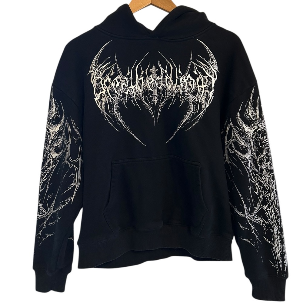 Breathe Divinity Hoodie Size Small Black Pullover Kangaroo Pocket EUC